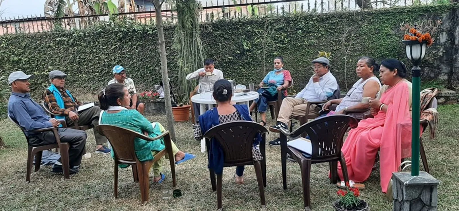 Residents sitting in the garden